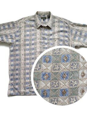 Vintage Men's Novelty Star Print Shirt XL Penmans Short Sleeves Cotton Fun
